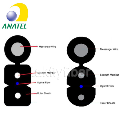 وافق ANATEL 1C 2C 4C G657A شقة FTTH إسقاط كابل GJYXCH سلك فولاذي مسطح إسقاط الألياف