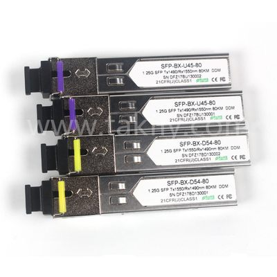 1.25G SFP BIDI Tx1550/Rx1490nm 80KM SMF DDM LC CISCO JUNIPER HUAWEI متوافقة مع SFP وحدة ناقل بصري