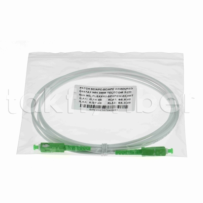 المقاومة للقوارض G657A2 SC APC Fiber Optic Patchcord كابل التصحيح المصنوع من الألياف المدرعة SM 3.0mm