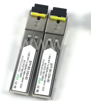 1.25G SFP BIDI Module Tx1490/Rx1550nm 80KM SMF DDM LC CISCO JUNIPER HUAWEI متوافق