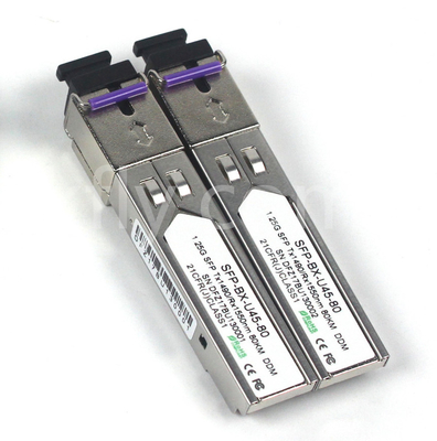 1.25G SFP BIDI Module Tx1490/Rx1550nm 80KM SMF DDM LC CISCO JUNIPER HUAWEI متوافق