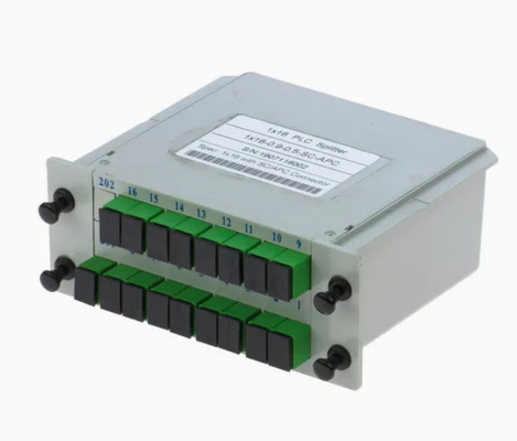 موثوقية عالية واستقرار FTTX Gpon 1 * 16 وضع واحد G657A1 نوع كاسيت الألياف LGX PLC Splitter مع Sc / APC Connector