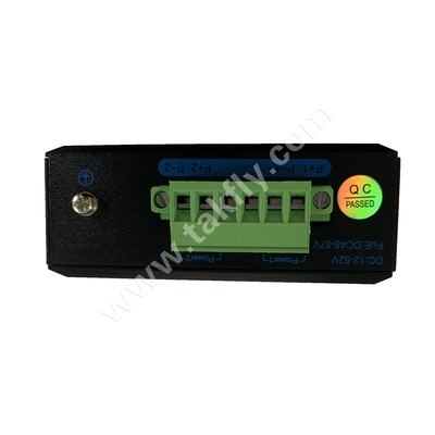 محول POE Ethernet الصناعي 2 منفذ جيجابيت مع فتحة SFP