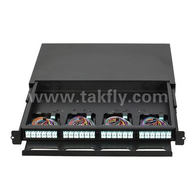 High Density 1U 96F MPO MTP - LC SM MM Fiber Optical Patch Panel / Fiber Optic Chassis / Fiber Optic ODF/ Fiber Optic Distribution Box for 4pcs 24F MPO MTP-LC Cassette