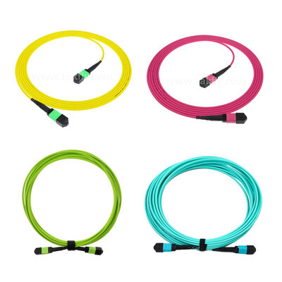 كابل ألياف بصرية MPO/MTP Patchcord أحادي الوضع متعدد الأوضاع LSZH 8f/12f/24f لمركز البيانات FTTX