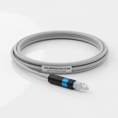 كابل إسقاط FTTH مرن MTC-SC قابل للدفع بقذيفة مع قطر 3.0mm وخسارة إدراج منخفضة ≤0.3dB