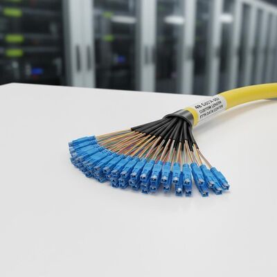 48 قلب G657A OS2 كابل اختراق مسبق الإنهاء Fanout Pigtail مع طول مخصص لمركز بيانات FTTH