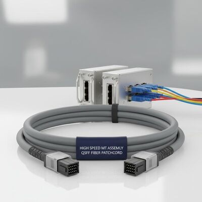 سرعة عالية انخفاض الخسارة قابل للتخصيص MT التجميع الألياف الضوئية Patchcord ل QSFP وحدات