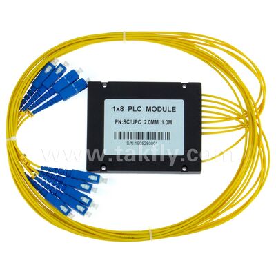 مقسم الألياف الضوئية PLC صندوق ABS 1xN SC APC/UPC لشبكات Fttx ومراكز بيانات الاتصالات