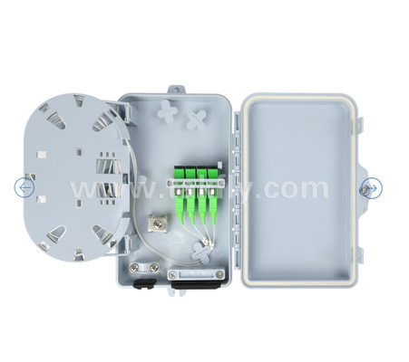 صندوق إنهاء الألياف الضوئية FTKS-1805-04A، محول 4 SC/APC SM SX، مثبت على شكل ضفيرة، توزيع توصيل FTTH FTTx، حاوية إدارة كابلات التخزين والتركيب على الحائط