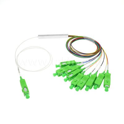 1 × 9 قناة PLC Splitter مع 0.9mm الألياف لشبكات التوزيع FTTH / FTTX البصرية