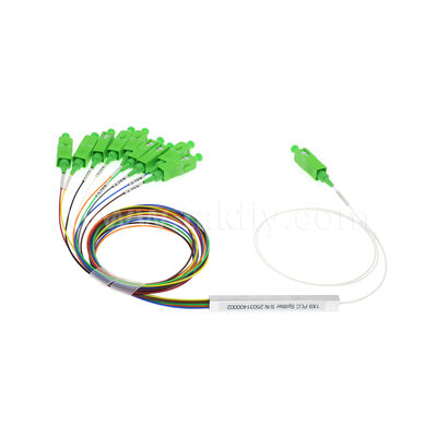 1 × 9 قناة PLC Splitter مع 0.9mm الألياف لشبكات التوزيع FTTH / FTTX البصرية