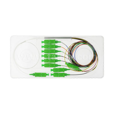 1 × 9 قناة PLC Splitter مع 0.9mm الألياف لشبكات التوزيع FTTH / FTTX البصرية