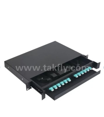 إطار توزيع الألياف TK-ODF-RS24 تصميم الدرج المنزلق ، إدارة الكابلات السهلة ، يدعم الشريط والألياف الواحدة