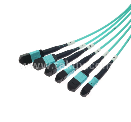72-Core MPO/PC Trunk Patch Cord – OM3 Multimode, 6×MPO Input to 6×MPO Output, Low Insertion Loss, for High-Density Data Center & 40G/100G SR4/SR10 Applications
