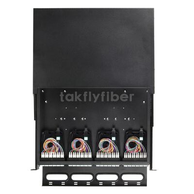 لوحة التصحيح المنزلقة Takfly 1U / 2U ️ MTP / MPO ذو الكثافة العالية Plug-and-Play إلى Cassette LC لما يصل إلى 192 ألياف