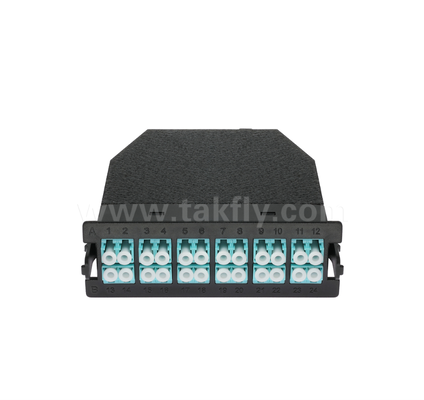 MPO/MTP إلى LC وحدة الكاسيت الموقوفة مسبقًا ️ 12-Core أو 24-Core ، لوحة LC Duplex الأمامية ، محولات MPO الخلفية المزدوجة ، Plug-and-Play للكابلات مركز البيانات عالي الكثافة