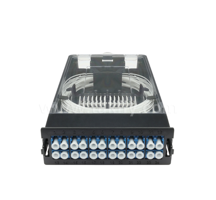 وحدة الكاسيت المقطوعة مسبقًا    TK-HRM-04 ، 12C/24C ، وضع مزدوج: LC Pigtail Fusion أو MPO-LC إدارة الكاسيت ، Plug-and-Play للكابلات في مركز البيانات