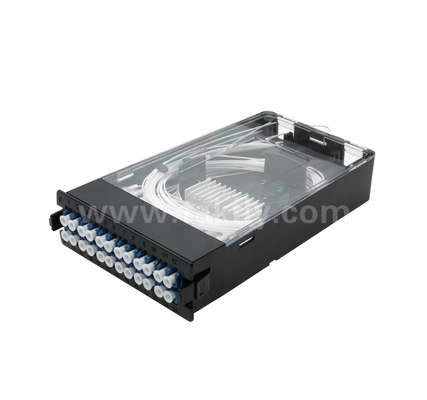 وحدة الكاسيت المقطوعة مسبقًا    TK-HRM-04 ، 12C/24C ، وضع مزدوج: LC Pigtail Fusion أو MPO-LC إدارة الكاسيت ، Plug-and-Play للكابلات في مركز البيانات