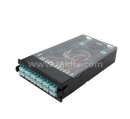 وحدة الكاسيت المقطوعة مسبقًا    TK-HRM-04 ، 12C/24C ، وضع مزدوج: LC Pigtail Fusion أو MPO-LC إدارة الكاسيت ، Plug-and-Play للكابلات في مركز البيانات