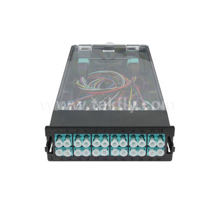 وحدة الكاسيت المقطوعة مسبقًا    TK-HRM-04 ، 12C/24C ، وضع مزدوج: LC Pigtail Fusion أو MPO-LC إدارة الكاسيت ، Plug-and-Play للكابلات في مركز البيانات