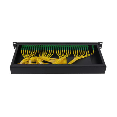 OEM 1U 19 بوصة 2x64 رف جبل LC Fiber Optic PLC Splitter لمركز البيانات FTTx