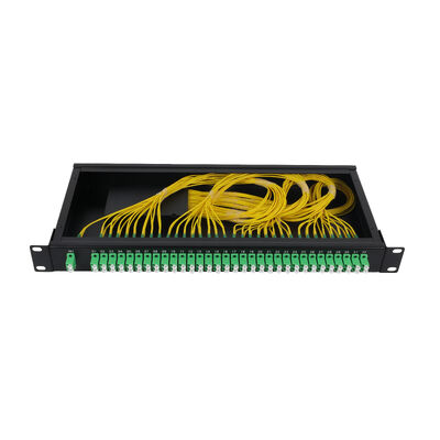 OEM 1U 19 بوصة 2x64 رف جبل LC Fiber Optic PLC Splitter لمركز البيانات FTTx