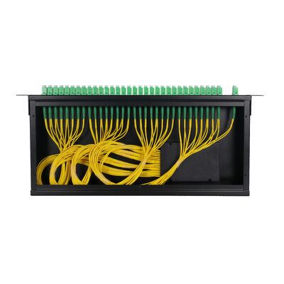 OEM 1U 19 بوصة 2x64 رف جبل LC Fiber Optic PLC Splitter لمركز البيانات FTTx