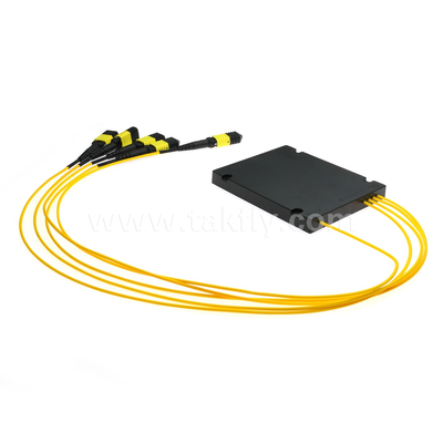 MPO / MTP Fanout كابل PLC Splitter 1x4 فيسبوك بصري أحادي الوضع لمركز البيانات FTTX