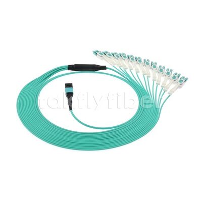 MPO/MTP Patchcord Fanout Uniboot LC متعدد الأوضاع OM3 كابل الألياف الضوئية لكابلات مركز البيانات AI Telecom