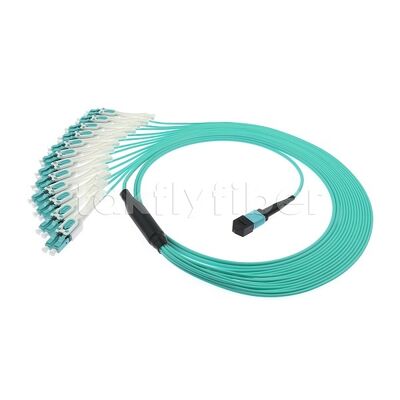 MPO/MTP Patchcord Fanout Uniboot LC متعدد الأوضاع OM3 كابل الألياف الضوئية لكابلات مركز البيانات AI Telecom