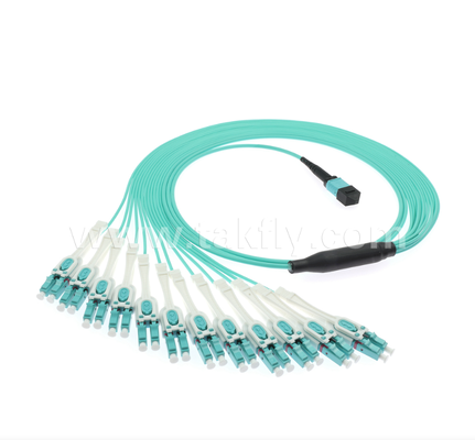 سلك التصحيح MPO/MTP إلى LC Uniboot - متعدد الأوضاع OM3، عالي الكثافة، قطبي قابل للعكس لمراكز البيانات 40G/100G