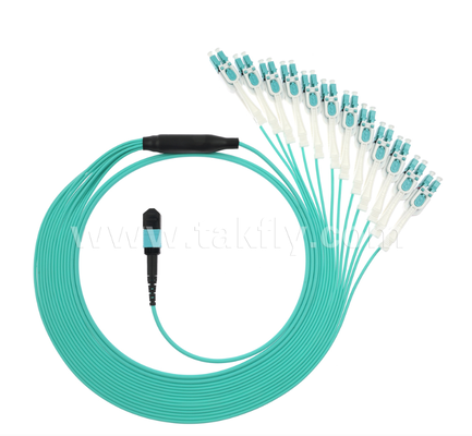 سلك التصحيح MPO/MTP إلى LC Uniboot - متعدد الأوضاع OM3، عالي الكثافة، قطبي قابل للعكس لمراكز البيانات 40G/100G