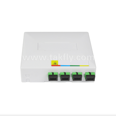 صندوق إنهاء ألياف FTTH TKS-1806-04D - تثبيت مكتبي/جداري، 4 منافذ، داخلي، يدعم لحام الدمج وإدارة الكابلات