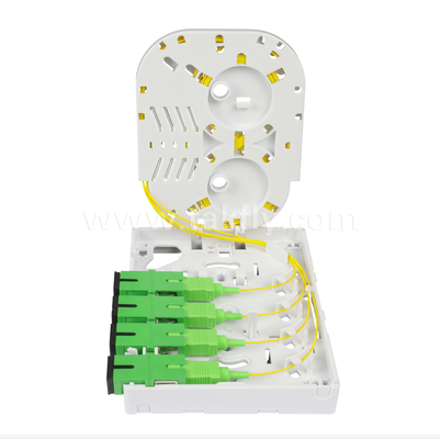 صندوق إنهاء ألياف FTTH TKS-1806-04D - تثبيت مكتبي/جداري، 4 منافذ، داخلي، يدعم لحام الدمج وإدارة الكابلات