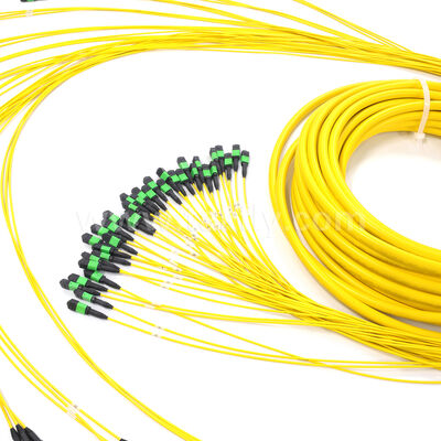 أمفينول مخصص 288 ألياف 0.35dB خسارة إدراج أقصى أسلوب واحد OS2 MPO كابل الجذع لمركز البيانات