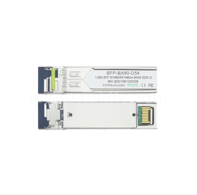 وحدة إرسال واستقبال SFP BiDi لمسافة 80 كم – مزدوجة المعدل 1.25 جيجابت في الثانية/1.063 جيجابت في الثانية، 1490 نانومتر DFB، PIN، LC Simplex، متوفرة بدرجة حرارة صناعية