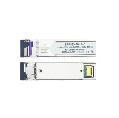وحدة إرسال واستقبال SFP BiDi لمسافة 80 كم – مزدوجة المعدل 1.25 جيجابت في الثانية/1.063 جيجابت في الثانية، 1490 نانومتر DFB، PIN، LC Simplex، متوفرة بدرجة حرارة صناعية