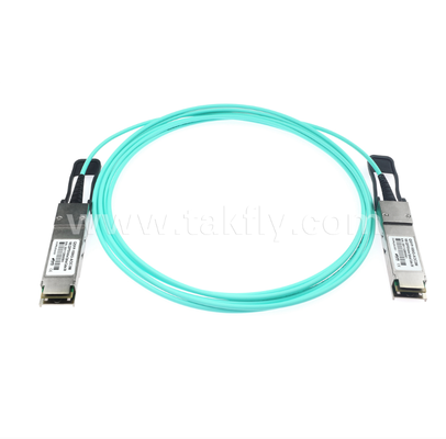 كابل بصري نشط 100G QSFP28 (AOC) – 4×25 جيجابت في الثانية، حتى 104 جيجابت في الثانية، 3-70 متر، مصفوفة VCSEL، طاقة منخفضة <3.5 واط، QSFP28 إلى QSFP28