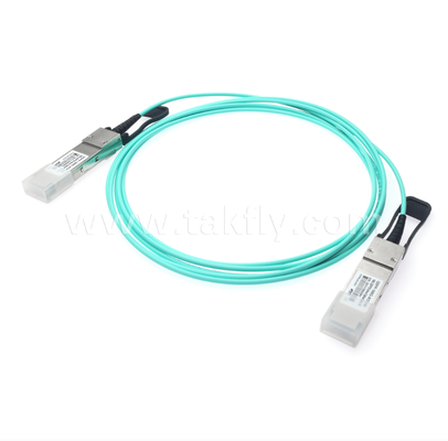 كابل بصري نشط 100G QSFP28 (AOC) – 4×25 جيجابت في الثانية، حتى 104 جيجابت في الثانية، 3-70 متر، مصفوفة VCSEL، طاقة منخفضة <3.5 واط، QSFP28 إلى QSFP28