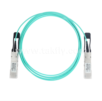 كابل بصري نشط 100G QSFP28 (AOC) – 4×25 جيجابت في الثانية، حتى 104 جيجابت في الثانية، 3-70 متر، مصفوفة VCSEL، طاقة منخفضة <3.5 واط، QSFP28 إلى QSFP28