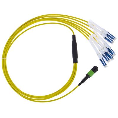 SM OS2 G657A 12 Cores MPO MTP to CS Fiber Optic Patch Cable لمركز بيانات 400G