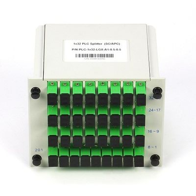 1X32 LGX كاسيت الألياف البصرية PLC الفاصل SC APC SM G657A1 في الشبكة