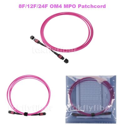 40GB 50/125 MM OM4 MPO Fiber Trunk Cable، 3.0mm، Type B، Violet، Female