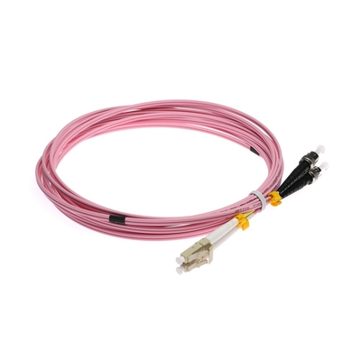 LC-ST OM3 Multimode Fiber Optic Duplex Patch Cord اللون الوردي