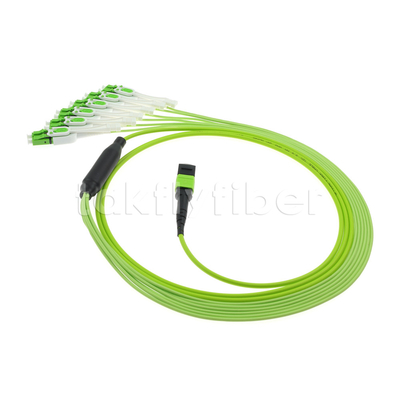 MPO / MTP أنثى إلى LC OM5 Multimode Breakout Cable أخضر ليموني