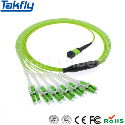 12 Core MPO / MTP Fiber Patch Cords Multimode LSZH OFNR OPNP OM5 MTP-LC Trunk Cable