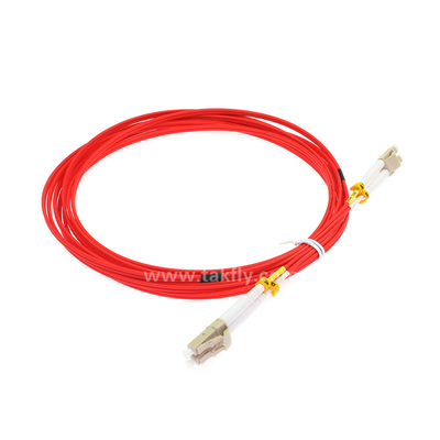 LC Duplex LSZH Fiber Patch Cord اللون الأحمر OM2 50 / 125nm