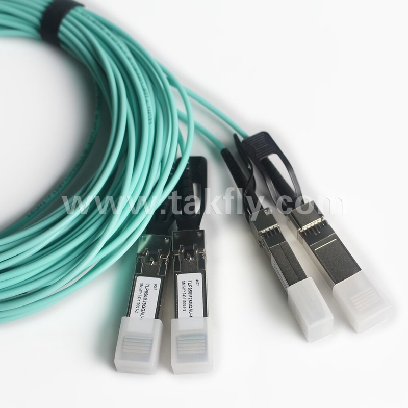 100Gb/s QSFP28 إلى 4x SFP28 كابل أوبتيكي نشط AOC كابل نقل بيانات سريع