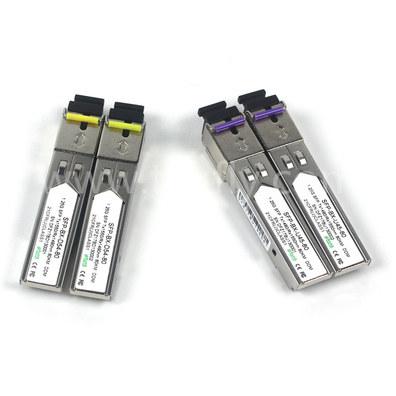 1.25G SFP BIDI منتقل بصري Tx1490/Rx1550nm 80KM SMF DDM LC CISCO JUNIPER HUAWEI متوافق